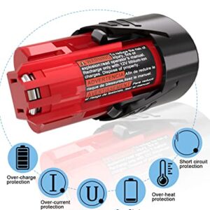 JYJZPB 2 Pack 3000mAh 12V Lithium Battery Replace for Milwaukee 12V Battery, Compatible for Milwaukee M12 Battery 12 Volt Cordless Tools 48-11-2401 48-11-2412 48-11-2411 48-11-2420 48-11-2440