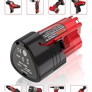 JYJZPB 2 Pack 3000mAh 12V Lithium Battery Replace for Milwaukee 12V Battery, Compatible for Milwaukee M12 Battery 12 Volt Cordless Tools 48-11-2401 48-11-2412 48-11-2411 48-11-2420 48-11-2440