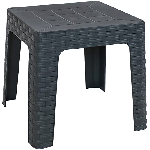 Sunnydaze Patio Side Table - Set of 4 Tables - Indoor/Outdoor Plastic Accent Furniture for Deck, Balcony, Garden, Yard, Porch, Backyard and Sunroom - 18-Inch Square - Gray