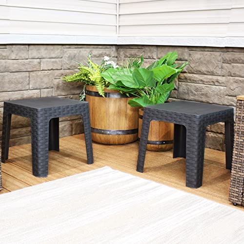 Sunnydaze Patio Side Table - Set of 4 Tables - Indoor/Outdoor Plastic Accent Furniture for Deck, Balcony, Garden, Yard, Porch, Backyard and Sunroom - 18-Inch Square - Gray