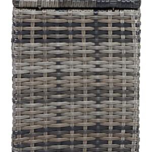 Signature Design by Ashley Harbor Court Outdoor Resin Wicker Handwoven Over Rust-Free Aluminum Framed Console with 2 Drink Holders, Gray