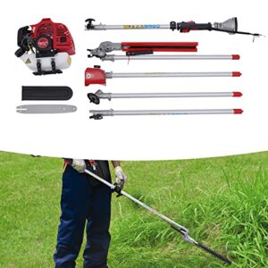 51.7cc multi-functional trimming tool,4 in 1 gas hedge trimmer brush cutter, pole chainsaw pruner & extension pole,1.4kw tree trimmer, weed eater,string trimmer, gas pole saw for lawn care