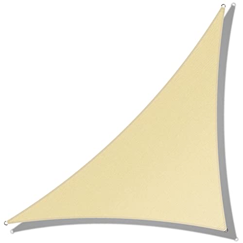 ShadeMart 14' x 14' x 19.8' Beige Right Triangle Sun Shade Sail SMTAPRT14 Canopy Fabric Cloth Screen, Water Air Permeable & UV Block, Heavy Duty, Carport Awning Outdoor - (We Customize Size)