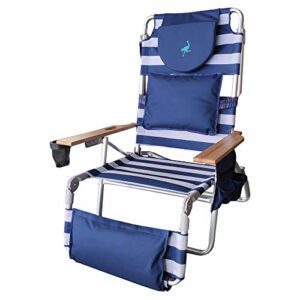 Ostrich Deluxe Padded 3-N-1 Outdoor Lounge Reclining Beach Chair, Blue (2 Pack)