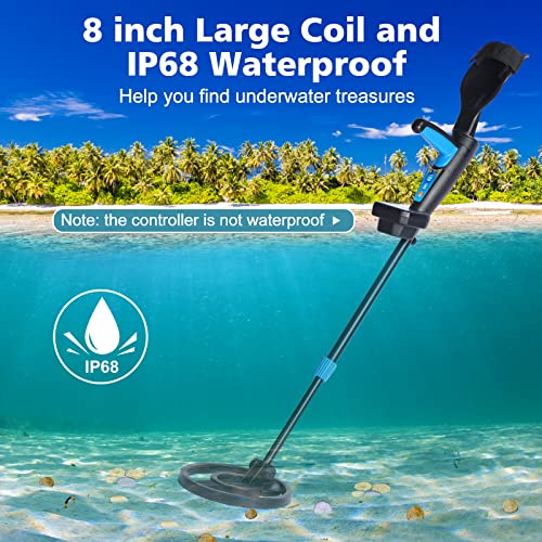 KENTOKTOOL Metal Detector for Kids with 8'' Waterproof Coil, 32-41 inches Adjustable Stem Kids Metal Detector, Lightweight and High Accuracy Gold Detector with DSP Chip