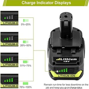 Upgraded 7.0Ah 2Packs P108 18V Battery Compatible with Ryobi 18V ONE+ Battery Replacement P108 P102 P103 P104 P105 P107 P109 P122 Cordless Tool Batteries Rapid Rechargeable Batteries with Indicator