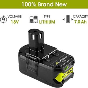 Upgraded 7.0Ah 2Packs P108 18V Battery Compatible with Ryobi 18V ONE+ Battery Replacement P108 P102 P103 P104 P105 P107 P109 P122 Cordless Tool Batteries Rapid Rechargeable Batteries with Indicator