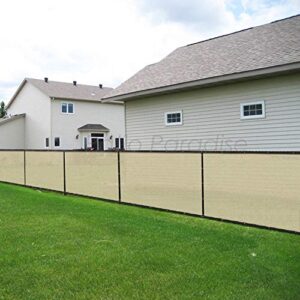 Patio 4' x 20' Fence Privacy Screen Beige Commercial Grade Heavy Duty Outdoor Backyard Shade Windscreen Mesh Fabric with Brass Gromment with Zipties
