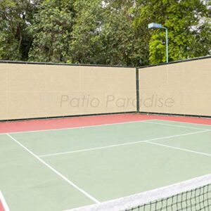 Patio 4' x 20' Fence Privacy Screen Beige Commercial Grade Heavy Duty Outdoor Backyard Shade Windscreen Mesh Fabric with Brass Gromment with Zipties