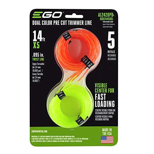 EGO Power+ AL2420PD 095” Dual Color Pre-Cut Trimmer Line for All EGO 14-ft x 5 .095 in, Green and orange