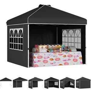 canopy, cbbpet 10’x10′ pop up canopy instant folding, outdoor canopy tent with sidewalls and windows sun protection for vendor events, outdoor craft show, farmers markets(black)