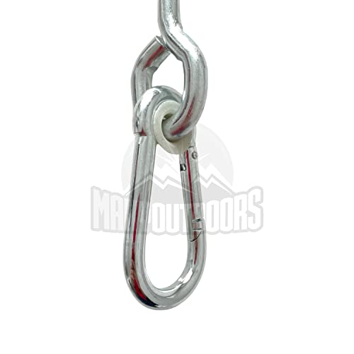 Maky Outdoors Two Swing Hooks & Hangers - Galvanized, Anti-Rust Steel Accessories - Heavy Duty, Quiet Fasteners for Hammocks - Safe, Hanging Kit Hardware - Load Capacity: 600 Lbs Per Anchor - Screw