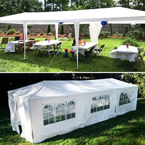 meet perfect 10’x30′ party tent outdoor canopy, wedding tent storage shelter pavilion uv-proof grill gazebo for bbq beach event with 8 sidewalls & 2 zipped doors, not for rainy or windy days- white