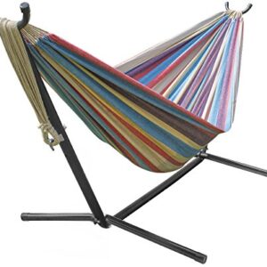 Sorbus 2-Person Luxury Hammock with Steel Stand- Premium Cotton Blend 60" Large Hammock Bed- Heavy Duty 450lbs Portable Hammock w/Carrying Case - for Garden Yard Patio Outdoor Camping Gifts- Washable