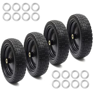 (4-pack) 13‘’ tire for gorilla cart – solid polyurethane flat-free tire and wheel assemblies – 3.15” wide tires with 5/8 axle borehole and 2.1” hub