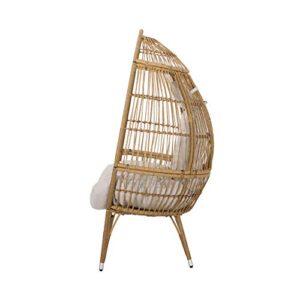 Christopher Knight Home Aimee Outdoor Wicker Teardrop Chair with Cushion, Beige, Light Brown