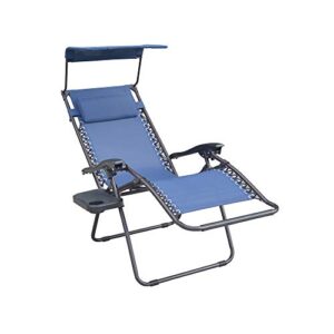 Jeco GCS18 Navy Blue Marina Zero Gravity Chair with Sunshade Pillow and Drink Tray