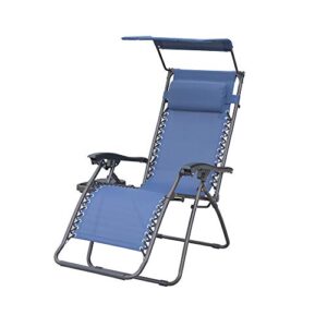 Jeco GCS18 Navy Blue Marina Zero Gravity Chair with Sunshade Pillow and Drink Tray