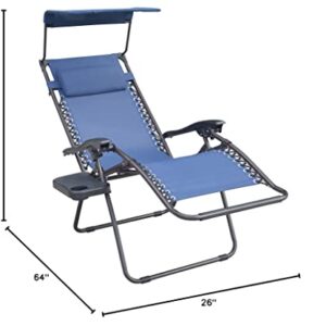 Jeco GCS18 Navy Blue Marina Zero Gravity Chair with Sunshade Pillow and Drink Tray