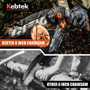 Kebtek 8 Inch Mini Chainsaw Cordless, Electric Chainsaw with Brushless Motor, 21V Portable Battery Chainsaw Hand Held Chain Saw for Tree Trimming Branch Wood Cutting