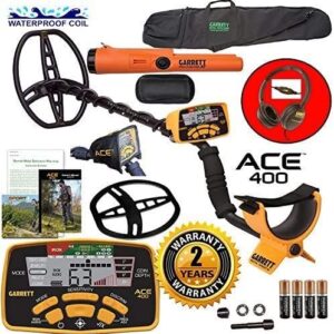 Garrett ACE 400 Metal Detector with Waterproof Coil Pro-Pointer at and Carry Bag