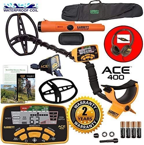 Garrett ACE 400 Metal Detector with Waterproof Coil Pro-Pointer at and Carry Bag