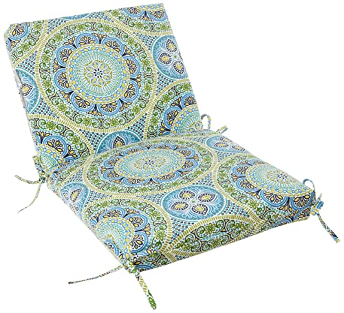 Pillow Perfect Outdoor/Indoor Delancey Lagoon Square Corner Chair Cushion, 1 Count (Pack of 1), Blue