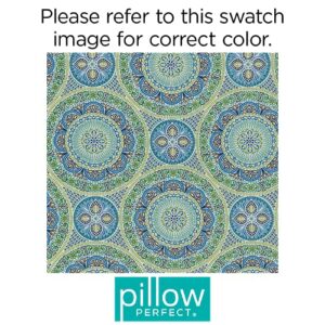 Pillow Perfect Outdoor/Indoor Delancey Lagoon Square Corner Chair Cushion, 1 Count (Pack of 1), Blue