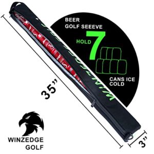 WINZEDGE Beer Sleeve for Golf Bag, Unique Golf Gifts for Men Dad Husband Him Father's Day, Fits 7 Cans, Fully Insulated Golf Cooler Bag to Keep Beers and Beverages Ice Cold,