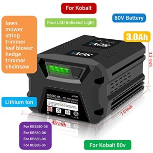 Jialitt 80V 3.0Ah Replacement for Kobalt 80V Battery Max KB2580-06 KB580-06 KB680-06 KB280-06 Lithium Ion Cordless Power Equipment