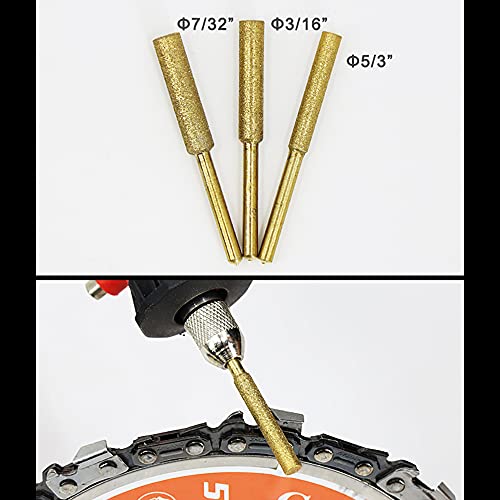 12 Pack Diamond Chainsaw Files, Burr Grinding Stone File, Titanium Plated Sharpening Wheels Chainsaw Sharpener Stone Electric Kit, Polishing Grinding Tool Grinding Bits (5/32 Inch/ 4.0 mm)