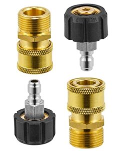 fixfans pressure washer adapter sets, m22 14mm to 1/4” quick connect fittings kits, quick connect gun to hose (2 x 2, 2 pack)