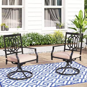 mfstudio outdoor swivel chairs set of 2, iron metal patio dining chairs with cushion,furniture sets for garden backyard rocker chairs…