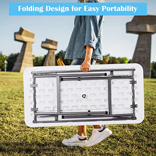 MIDDOW 4 Foot Folding Ice Cooler Table, Portable Buffet Cold Food Keeper w/Matching Skirt & Drain Plug, Foldable Patio Outdoor Chilling Table Great for Party, Picnic, Camping, Wedding, BBQ