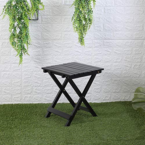 B&Z KD-40B Small Side Table Wood Square Portable Folding Plant Stand, End Table 18'' Tall (Black)