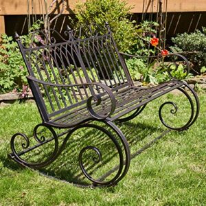 Zaer Ltd. Outdoor Metal Rocking Arm Chair/Bench (Bench, Bronze)