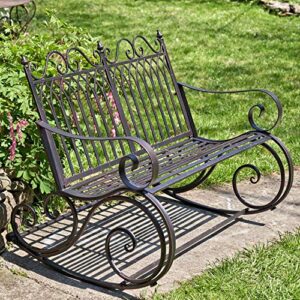 Zaer Ltd. Outdoor Metal Rocking Arm Chair/Bench (Bench, Bronze)