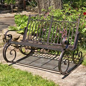 Zaer Ltd. Outdoor Metal Rocking Arm Chair/Bench (Bench, Bronze)