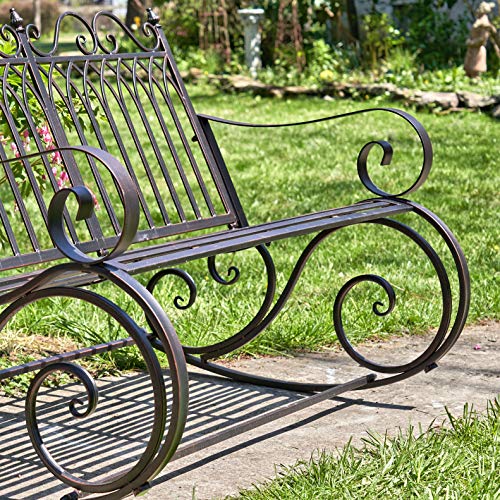 Zaer Ltd. Outdoor Metal Rocking Arm Chair/Bench (Bench, Bronze)