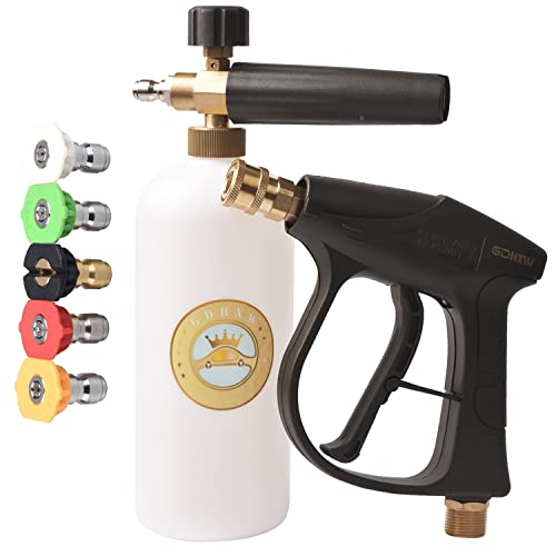 GDHXW X-999 High Pressure Wash Gun Snow Foam Lance Foam Cannon Foam Blaster with M22-14mm Thread 5 Pressure Washer Nozzles