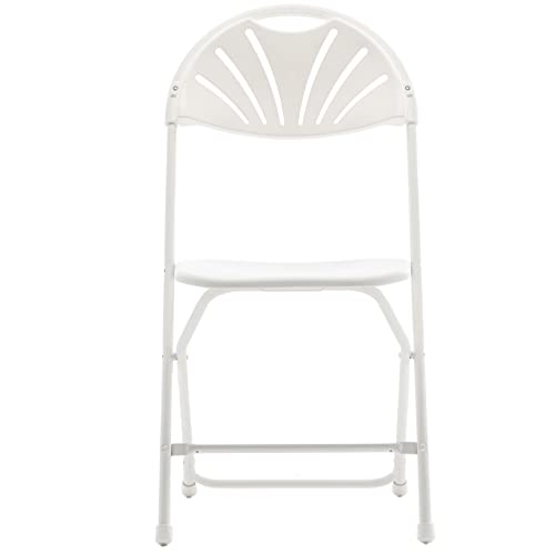 BTEXPERT White Plastic Folding Steel Frame Commercial High Capacity Event Chair Lightweight Wedding Party Set of 2