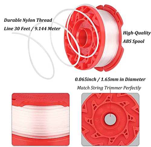 Weed Eater String for Craftsman CMZST0653 CMZST065,0.065" String Trimmer Line 30 Feet,QUASION Weed Eater Line 20V Trimmer Spool(6 Spool,1 Cap CMZST120SC,1 Spring)