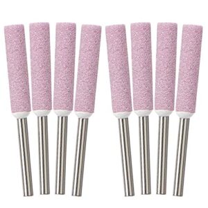 oiiki 8 pack burr grinding stone file, chainsaw sharpener 7/32inch 5.5mm (pink)