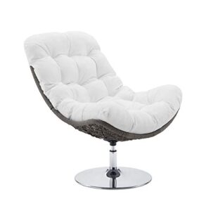 modway brighton outdoor patio wicker rattan swivel lounge chair in light gray white
