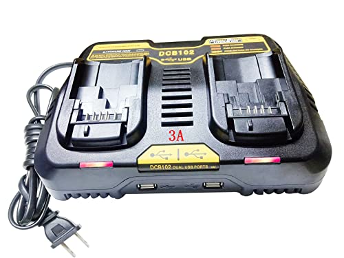 Replace Dewalt 20v Dual Battery Charger DCB102 Compatible with Dewalt Charger DCB112 DCB115 DCB118 to Charge 20V 60V 12V Dewalt Battery DCB201 DCB204 DCB203 DCB606-2 DCB609-2...