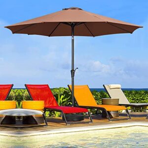 hyd-parts 11 ft large patio umbrella waterproof and sun shade 360-degree outdoor umbrella with tilt and crank (coffee)