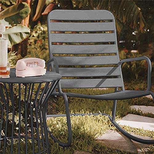 Novogratz 88065CHC1E Poolside Gossip Collection, Roberta Outdoor/Indoor Rocking Chair, Charcoal Patio Rocker