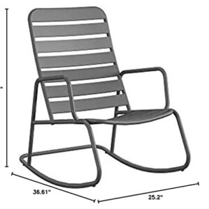 Novogratz 88065CHC1E Poolside Gossip Collection, Roberta Outdoor/Indoor Rocking Chair, Charcoal Patio Rocker