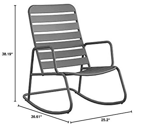 Novogratz 88065CHC1E Poolside Gossip Collection, Roberta Outdoor/Indoor Rocking Chair, Charcoal Patio Rocker