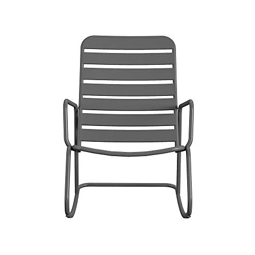 Novogratz 88065CHC1E Poolside Gossip Collection, Roberta Outdoor/Indoor Rocking Chair, Charcoal Patio Rocker